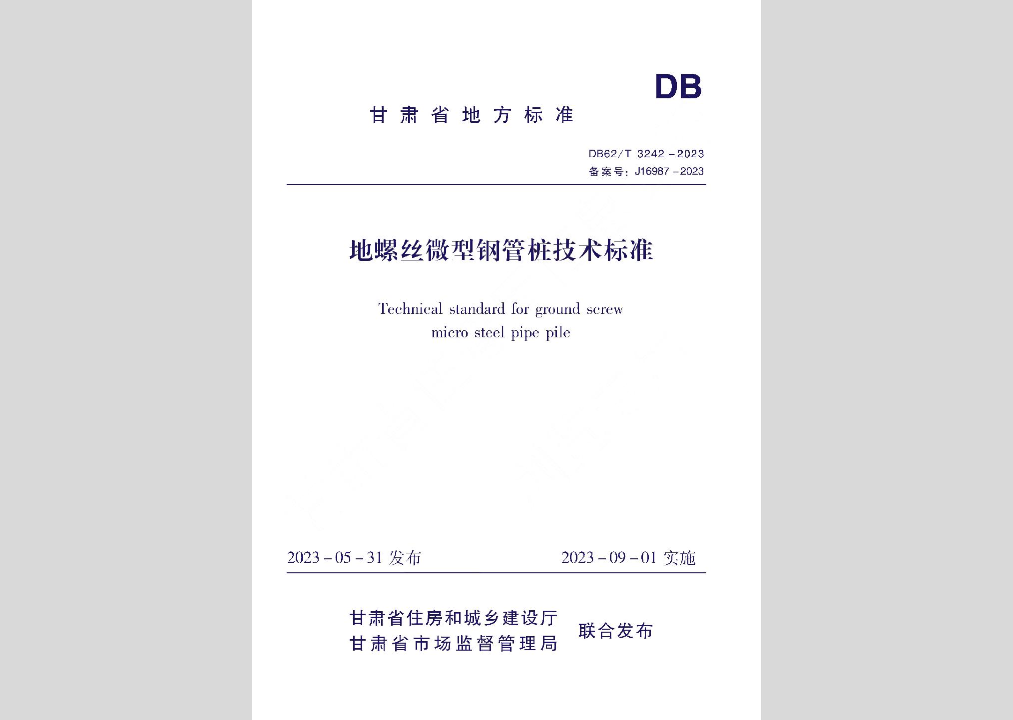 DB62/T3242-2023：地螺絲微型鋼管樁技術(shù)標準
